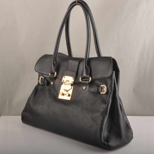 90331 Miu Miu Vitello Tote Borse in pelle 90.331 Nero